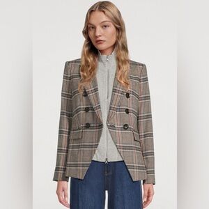 Veronica Beard Miller Dickey Double-Breasted Plaid Blazer. Size 12 NWT.